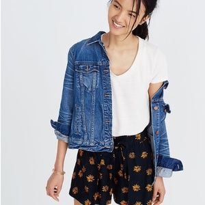 Madewell Pull-On Tie Shorts in Fresh Daisies Floral Print Elastic Waist Sz XL